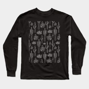 Black and white cactus pattern Long Sleeve T-Shirt